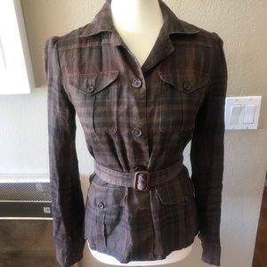 Ralph Lauren brown plaid linen jacket